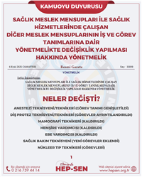 Sağlık Meslek Mensuplarının Görev Tanımlarında Önemli...